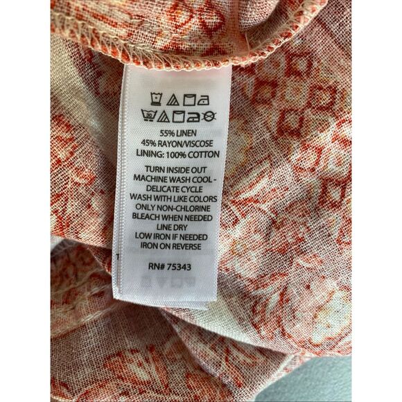 Rachel Zoe Dress Women's Size Small Orange Red Floral Maxi Linen Blend NWT - Picture 11 of 11